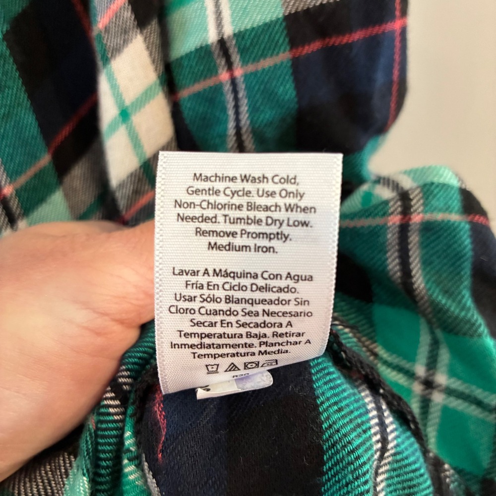 Terra & Sky Womens 2X Green Plaid Button Down Flannel Shirt Long Sleeve Viscose - Picture 8 of 8